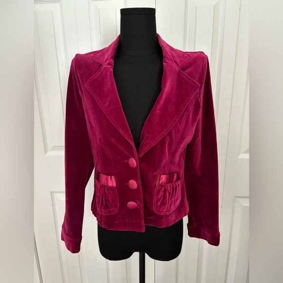 Tulle Burgundy Velvet Jacket Size Medium - Picture 1 of 9